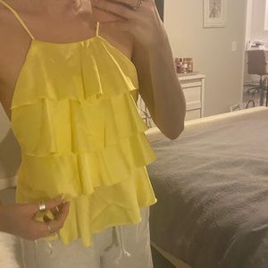 NWT Zara open back ruffle silk shirt ✨